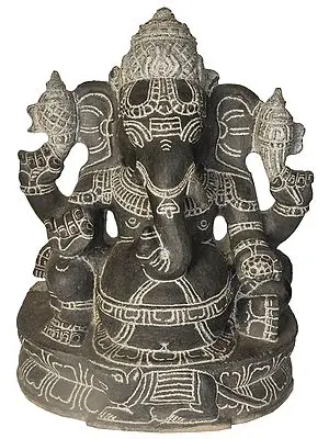 Chaturbhuj Ganesha Statue | Super Hard Granite Stone Idol