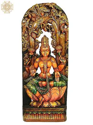 Goddess Lakshmi South Indian Temple Wood Carving