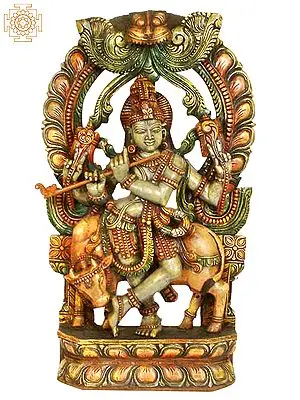 Fluting Krishna with Cow