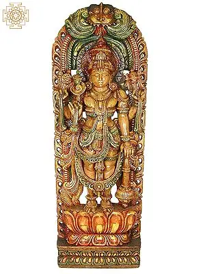 Vishnu - The Cosmic Axis | South Indian Temple Wood Carving