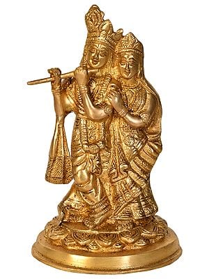 8" Radha Krishna In Brass | Handmade | Made In India
