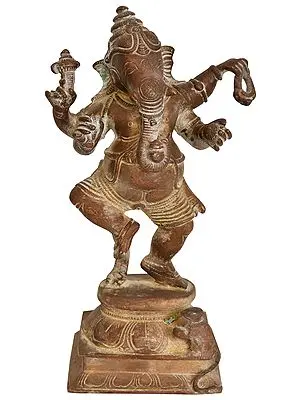 8" Dancing Ganesha In Brass | Handmade | Made In India