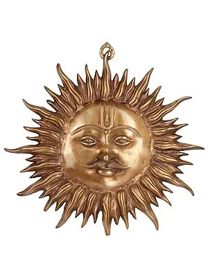 22" Wall-Hanging: Auspicious Motif of Sun In Brass | Handmade | Made In India