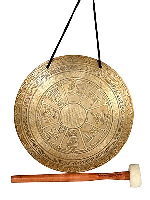 Tibetan Monastery Gong with OM MANI PADME HUM Mantra