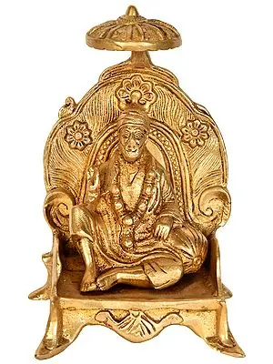 7" Sai Baba Seated on Throne In Brass | Handmade | Made In India