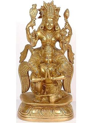 8" Garudasana Vishnu Brass Sculpture | Handmade | Made in India