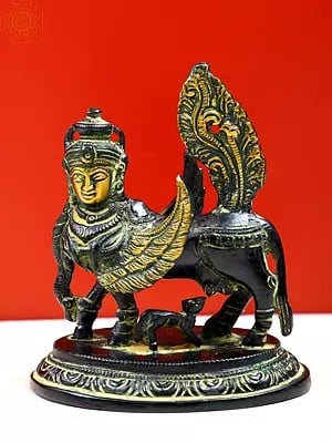 4" Brass Kamadhenu Cow Sculpture | Handmade | Made in India
