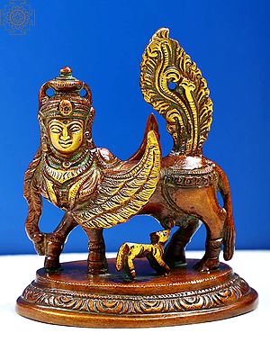4" Brass Kamadhenu Cow Sculpture | Handmade | Made in India