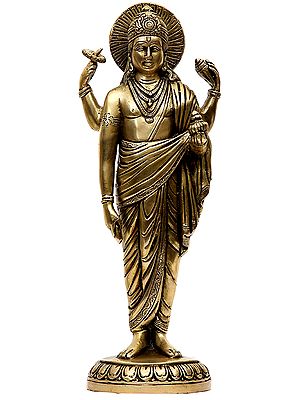 12" Beautiful Dhanvantari Brass Statue |  The Physician of the Gods (Holding the Vase of Immortality)