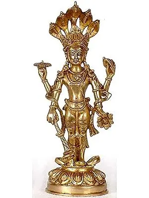 11" Nepalese Form of Lord Vishnu In Brass | Handmade | Made In India