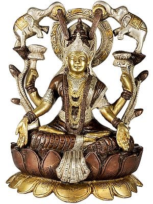 10" Gaja-Lakshmi In Brass | Handmade | Made In India