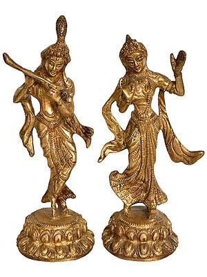7" Radha Krishna In Brass | Handmade | Made In India