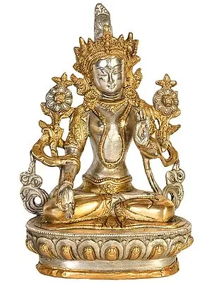 8" Seven Eyed Tibetan Buddhist Goddess White Tara In Brass | Handmade | Made In India