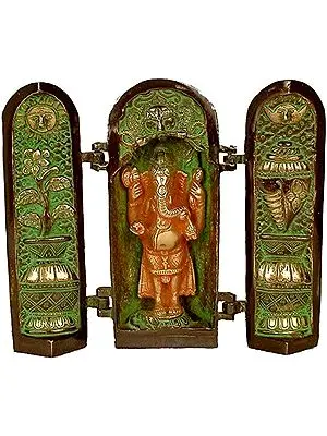 7" Ganesha Folding Tample In Brass | Handmade | Made In India