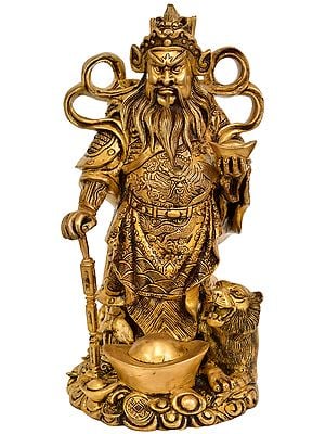 12" Feng Shui Figurine, An Example Of Chinese Iconography In Brass | Handmade | Made In India