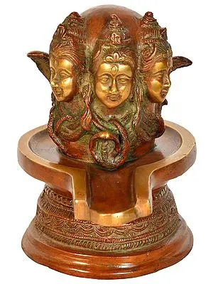 6" Auspicious Mukha Linga In Brass | Handmade | Made In India