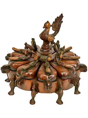 5" Brass Peacock Ritual Box with Lids | Handmade Housewarming Gift
