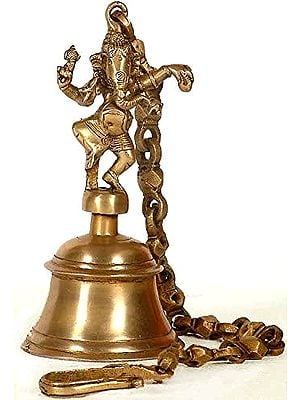 9" Ganesha Hanging Temple Bell In Brass | Handmade | Made In India