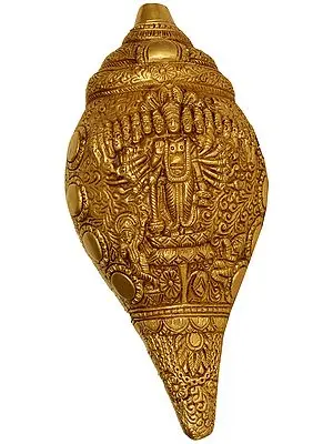 9" Vishvarupa  Vishnu Conch (Wall Hanging) In Brass | Handmade | Made In India