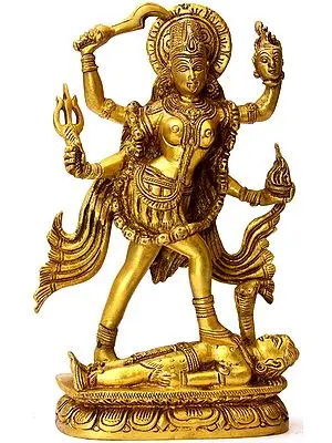 9" Goddess Kali Brass Sculpture | Handmade | Made in India