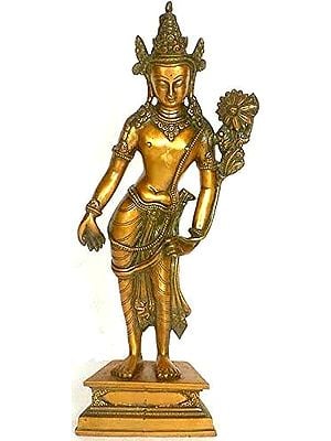 16" Tibetan Buddhist Deity Padmapani (Avalokiteshvara) In Brass | Handmade | Made In India