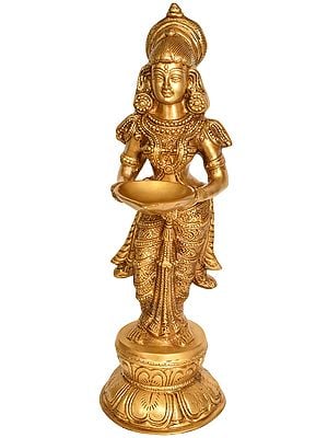 16" Deeplakshmi In Brass | Handmade | Made In India