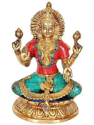 9" The Serenity Of Haloed Devi Lakshmi In Brass | Handmade | Made In India