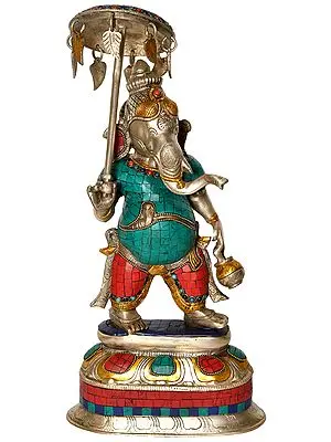15" Kamandalu Lord Ganesha Brass Statue | Handmade Home Temple Idol