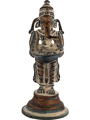 5" Auspicious Ganesha Lamp in Brass | Handmade | Made in India