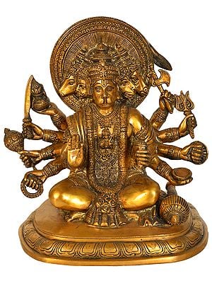 9" Five Headed Hanuman In Brass | Handmade | Made In India