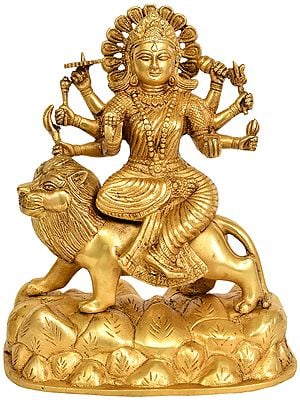 9" Mother Goddess Durga In Brass | Handmade | Made In India