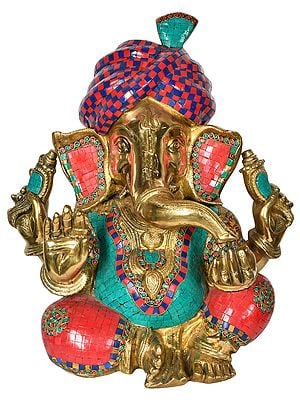 17" Turbaned Ganesha In Brass | Handmade | Made In India