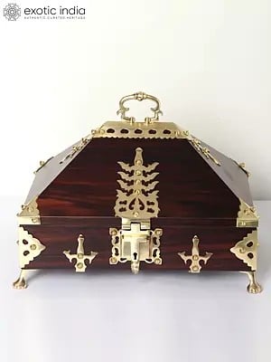 14" Wooden Jewellery Box with Brass Fitting