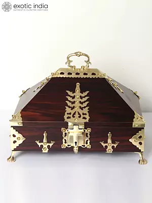 14" Wooden Jewellery Box with Brass Fitting