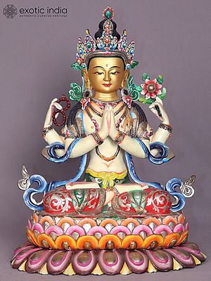 13" ColourFul Kharchari Copper Statue from Nepal