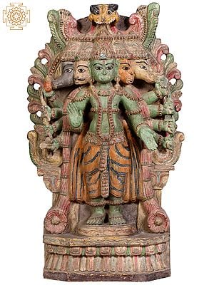 24" Wooden Standing Panchmukhi Lord Hanuman