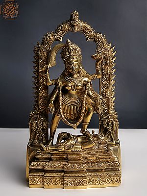 10" Brass Goddess Kali with Kirtimukha