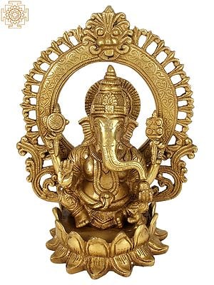 10'' Hindu God Ganesha With Arch | Brass