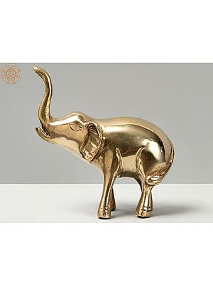 3" Small Trunk Up Baby Elephant in Brass