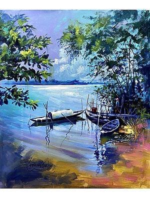 Boat on The Lake | Acrylic Painting