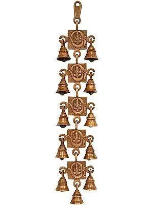 21" OM Ganesha Wall Hanging Bells In Brass | Handmade | Made In India