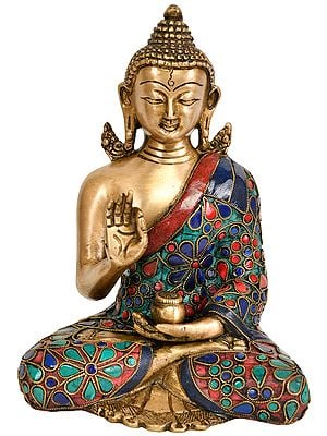 8" Tibetan Buddhist Lord Buddha Preaching His Dharma In Brass | Handmade | Made In India