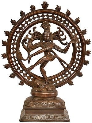 11" Nataraja Brass Sculpture - Cosmic Dancer of the Hindu Deity Shiva | Handmade | Made in India