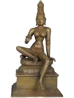 20" Seated Uma (Goddess Parvati) In Brass | Handmade | Made In India