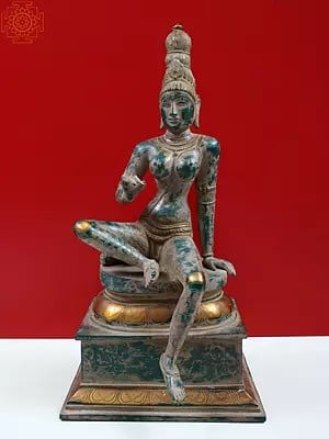 20" Seated Uma (Goddess Parvati) In Brass | Handmade | Made In India