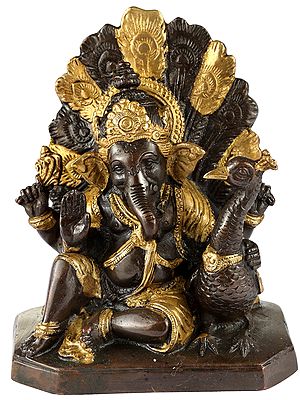 5" Mayur Ganesha Brass Sculpture | Handmade | Made in India