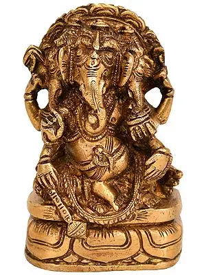 4" Three Headed Lord Ganesha Statue in Brass | Handmade | Made in India