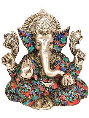 5" Blessing Lord Ganesha Brass Statue | Handmade | Made in India