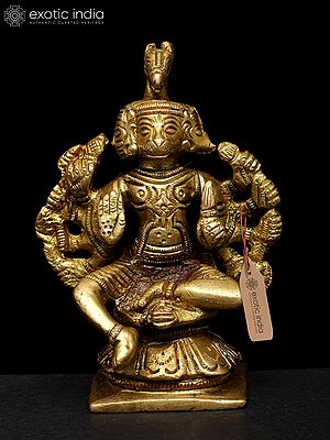 3" Five Headed Hanuman (Small Statue) In Brass | Handmade | Made In India