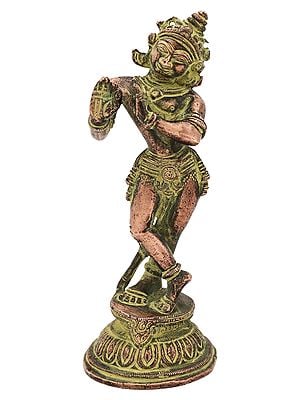 5" Lord Krishna Sculpture in Brass | Handmade | Made in India